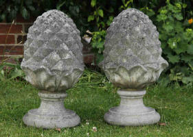 Pair of Composition Stone Pineapples